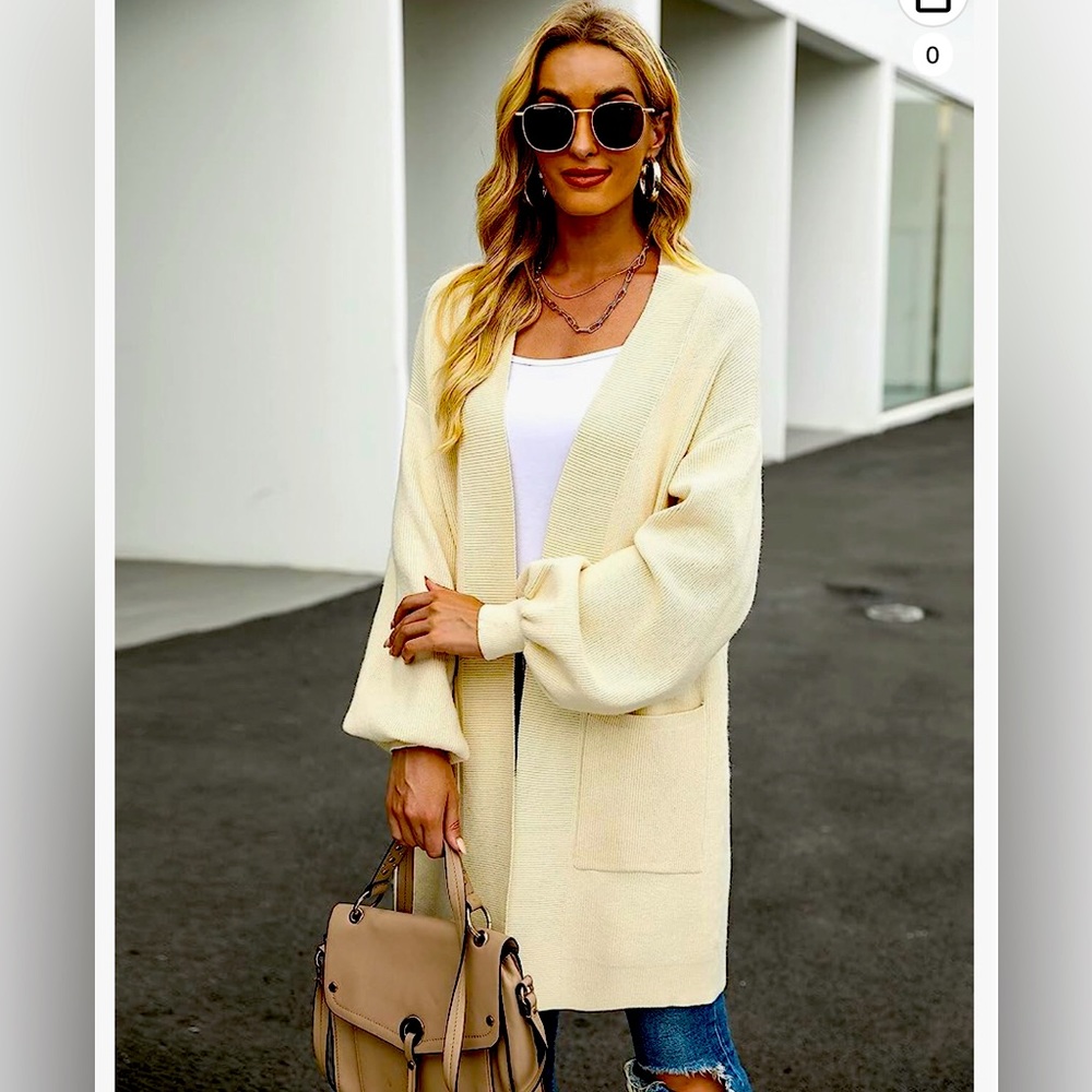 Oversized Cardigan with Lantern Sleeves